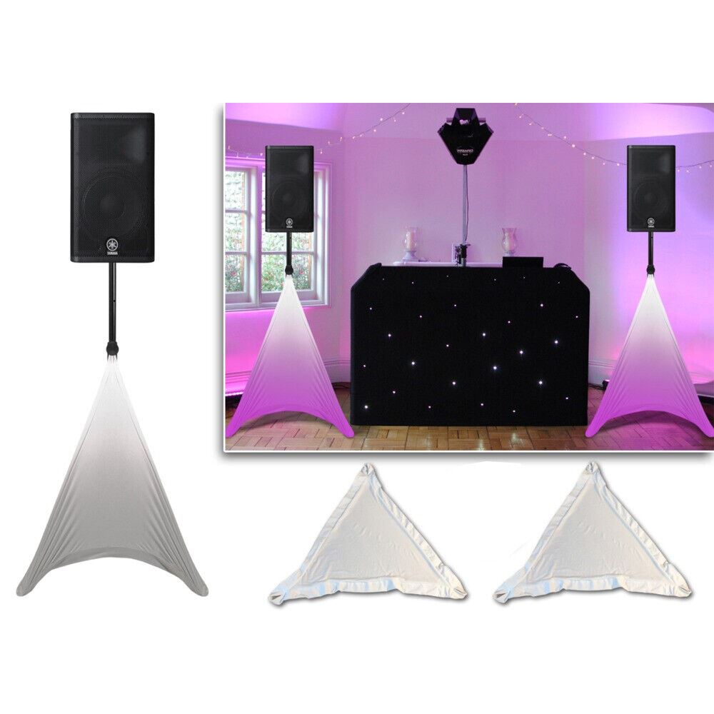 White DJ Speaker Cover – Fits Most 12" PA Speakers – Flame Retardant, Stretchable, Includes Carry Pouch